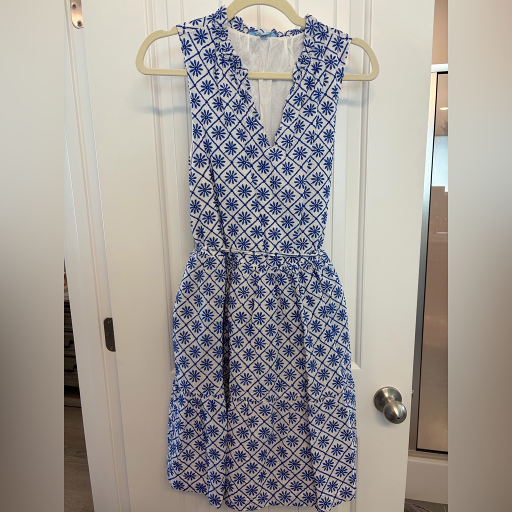 Draper James Blue And White Midi Dress